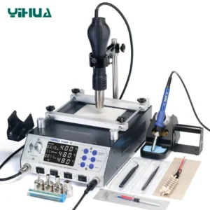 YIHUA 853AAA+Programming Controlled Welding Station 1200W Preheating Station Soldering Iron Hot Air Gun 3 in 1 Soldering Station 1