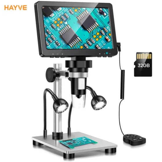 Hayve 7‘’ Digital Microscope 1500X Zoom 12MP HD Electronic Microscopes Camera Magnifier for Soldering Phone Repair Microscope 1