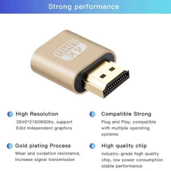 4K VGA HDMI-compatible 1.4 Dummy Plug Virtual Display Emulator Adapter DDC Edid Support 1920x1080P For Video Card 4