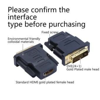 DVI to HDMI Adapter Compatible Adapter HDMI to DVI Adapter DVI Male To HDMI Female 24+5 Two-Way Transmission HD TV Projector 1