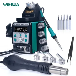 YIHUA 899D-II One Button Turns Hot to Cool Air New Upgraded Nozzle Easy Plug-pull 2 IN 1 Hot Air Rework Soldering Iron Station 8