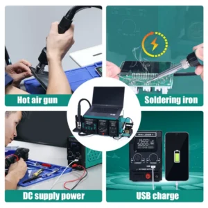 YIHUA 813 Soldering Iron Hot Air Gun Station DC Power Supply 3 in 1 Repair Tool Set Mobile Phone Maintenance Station 2