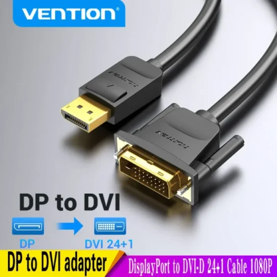 Vention DisplayPort to DVI Cable DP to DVI-D 24+1 Cable 1080P DP Male to DVI Male to Cable for Projector Monitor DP to DVI Cable 1