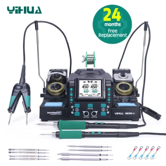 YIHUA 982D-III Precision Tweezers Soldering Iron C210 Station for SMT SMD Micro Component Rework Station with Auto Calibration 1