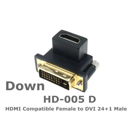 HDMI-compatible female to Bidirectional DVI D 24+5/24+1 male UP Down elbow Cable Connector Converter for Projector HDMI to DVI 2