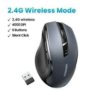 【NEW】UGREEN Mouse Wireless Ergonomic Mouse 4000 DPI Silent 6 Buttons For MacBook Tablet Laptop Mute Mice Quiet 2.4G Mouse 7