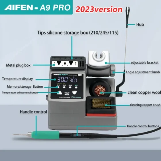 AIFEN A9pro Soldering Station Compatible Original Soldering Iron Tip 210/245/115 Handle Control Temperature Welding Rework 6