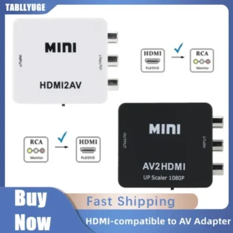 1080P HDMI-compatible TO AV Adapter Video Composite RCA to HDMI-compatible Converter CVSB L/R Video Scaler Support NTSC Output 1