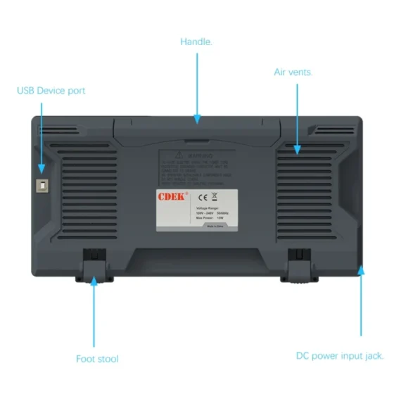 CDEK SDS1102X Digital Oscilloscope 2CH 100MHz Bandwidth Portable Bench Oscilloscope 7" inch 800x480 8 bits Vertical Resolution 5