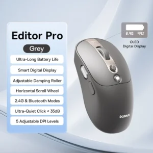 【New Sale】Baseus Editor Wireless Bluetooth Mouse Dual Mode Rechargeable Office Universal Ergonomic OLED Screen Display Mouse 8