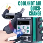 YIHUA 899D-II One Button Turns Hot to Cool Air New Upgraded Nozzle Easy Plug-pull 2 IN 1 Hot Air Rework Soldering Iron Station 5