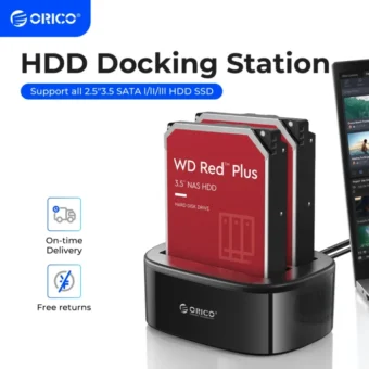 ORICO Dual-bay Hard Drive Docking Station for 2.5/3.5 Inch HDD SSD SATA to USB 3.0 HDD Docking Station with 12V3A Power Adapter 1