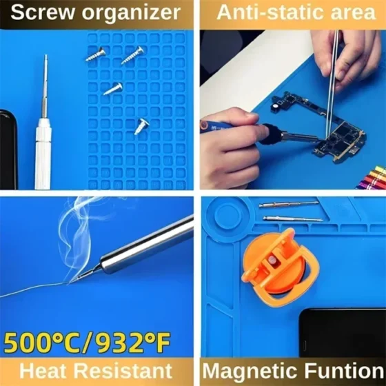 Repair Pad Insulation Heat-Resistant Soldering Station Silicon Soldering Mat Work Pad Desk Platform for BGA Soldering Station 4