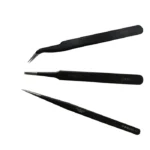 Tweezer MECHANIC ESD-11 ESD-13 ESD-15 Straight Curved Tip Round Flat Head For Electronic DIY Precision Anti-static Black Clip 2