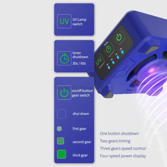 Cooling Curing Fan MECHANIC CUV-3 UV Curing Machine 3-speed Adjustment Quick Heat Dissipation Smoke Extraction Repair Fan 5