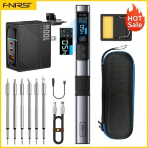 FNIRSI HS-02 Smart Electric Soldering Iron PD 100W Adjustable Constant Temperature Fast Heat Portable Soldering Iron Station Kit 10