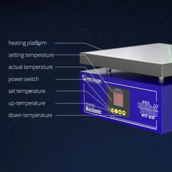 Heating Table MECHANIC HT-20 Intelligent Constant Temperature Double Digital Display for Repair Mobile Phone PCB Heat Platform 6