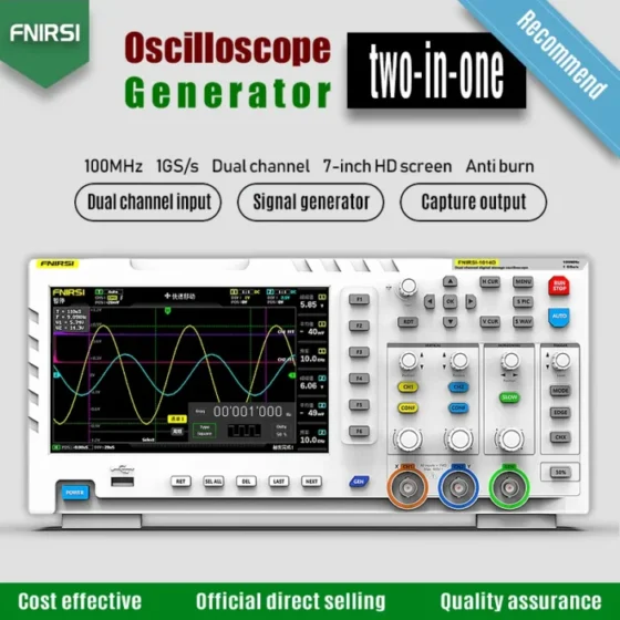 FNIRSI 1014D Digital Oscilloscope 2 In 1 Dual Channel Input Signal Generator 100MHz* 2 Analog Bandwidth 1GSa/s Sampling Rate 2