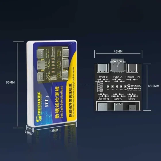 Data Line Test Board MECHANIC DT3 USB Cable  Check Tester for IPhone Android  USB Type C Power Abnormal Quick Detection Tool 6