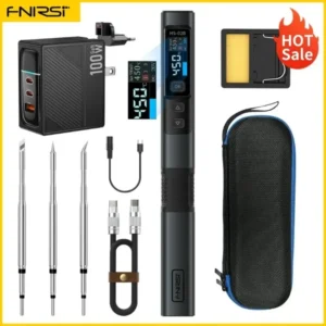 FNIRSI HS-02 Smart Electric Soldering Iron PD 100W Adjustable Constant Temperature Fast Heat Portable Soldering Iron Station Kit 8