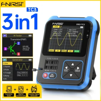 FNIRSI DSO-TC3 Digital Oscilloscope Transistor Tester Signal Generator 3 in1 500Khz 10MSa/s Capacitor Resistor Diode 100K output 1