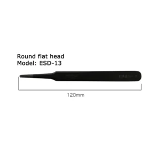 Tweezer MECHANIC ESD-11 ESD-13 ESD-15 Straight Curved Tip Round Flat Head For Electronic DIY Precision Anti-static Black Clip 3