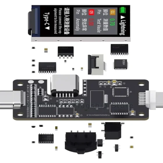 Tail Insertion Tester MECHANIC T-824 Without Demoulding High Precision Digital Display Current Power Check Type-C Lightning 5