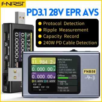 FNIRSI-FNB58 USB Tester Voltmeter Ammeter TYPE-C Fast Charge Detection Trigger Capacity Measurement Ripple Measurement 1