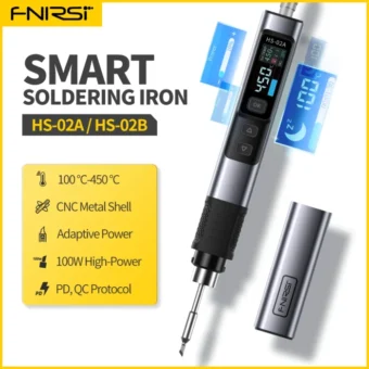 FNIRSI HS-02 Adjustable Temperature Soldering Iron DC 24V 100-450℃ Welding Solder Rework Station PD 100W Portable Repair Tool 1