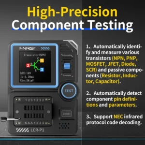 FNIRSI LCR-P1 Transistor Tester Diode Triode Capacitance Resistance Meter LCR ESR Meter NPN PNP MOSFET IR Multifunction Tester 2