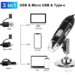 1600X 3in 1 Digital Microscope Camera Portable Electronic Microscope For Soldering LED Magnifier Type-C USB Charge Magnifier 5