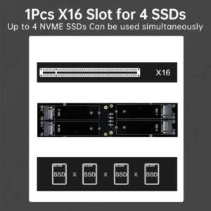 JEYI 4 SSD M.2 X16 PCIe 4.0 X4 Expansion Card with Heatsink, Supports 4 NVMe M.2 2280 up to 256Gbps, Support Bifurcation Raid 2