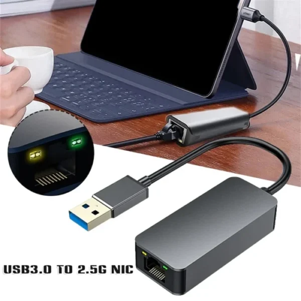 2500Mbps USB 3.0 Ethernet To RJ45 2.5G Wired Adapter Type-C Converter Lan Network Hub For Windows 7/8/10 MAC For PC Laptop 4