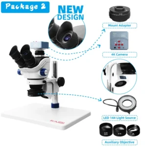 TX-350e Trinocular Stereo Microscope Set 1080P 4K HDMI Video Camera 3.5X-100X Zoom Simul Focal Trinocular Microscope 8