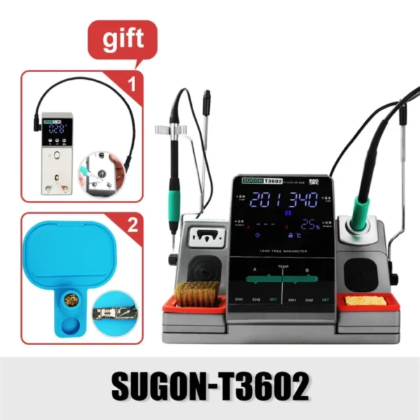 SUGON T3602 Soldering Station 115 210 Tips Double Station Welding Rework Station For Cell-Phone PCB SMD IC Repair Solder Tool 6