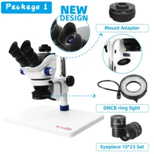 TX-350e Trinocular Stereo Microscope Set 1080P 4K HDMI Video Camera 3.5X-100X Zoom Simul Focal Trinocular Microscope 10