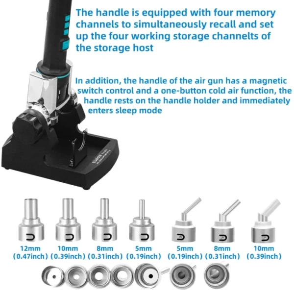 SUGON 8630Pro 1300W Hot Air Gun Digital Display BGA Rework Station Curved Nozzle Welding Repair Desoldering Station 3