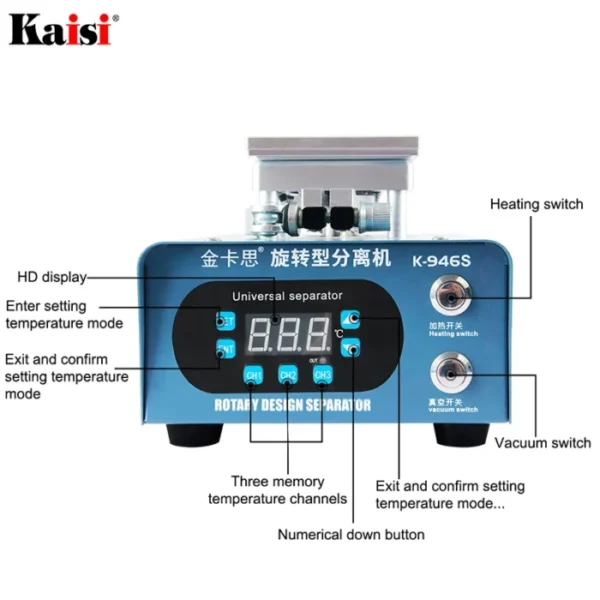 Kaisi 946S MAX Rotating LCD Glass Touch Screen Separator Machine For iPhone Samsung Curved Screen Quick Separation Repair 5