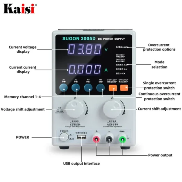 SUGON 3005D 30V 5A DC Power Supply Adjustable 4 Digit Display Laboratory Power Supply110/220V Regulator For Electron Repair 3