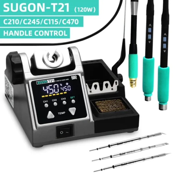 SUGON T21 Soldering Station Compatible Original Soldering Iron Tip 210/245/115 Handle Control Temperature Welding Rework Station 1