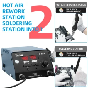 Kaisi 8512D Rework Soldering Station 750W 2 in 1 Hot Air Soldering Iron Station With T12 Iron Tip Display Welding Repair Tools 2