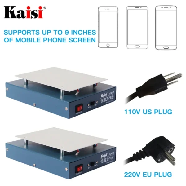 Kaisi LCD Screen Separator Heating Platform 110/220V Glass Removal Smooth Plate Phone Repair Machine Plate Station 2