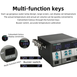 SUGON 8610DX 1000W Hot Air Rework Station LED Display Lead-Free Heat Gun Microcomputer Temperature Adjustable 5nozzle 2