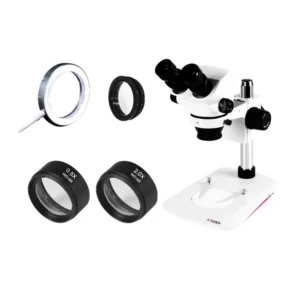 Kaisi 7X-50X Stereo Microscope Binocular Microscope 0.5x 2.0x Auxiliary Lens+WF10X/22mm Eyepiece Rubber Eye-Guards 7