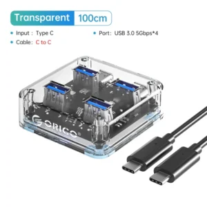 ORICO Transparent Usb C Hub 4 Port Expansion With Power Supply Interface Usb 3.2 Protocol High Speed Transmission OTG Dapter 10