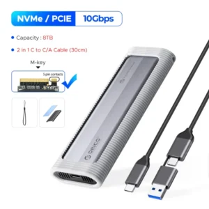 ORICO M.2 NVMe SATA SSD Enclosure Tool-Free USB External 10Gbps M.2 NVMe to USB Adapter Support UASP for PCIe NVMe and SATA SSD 8