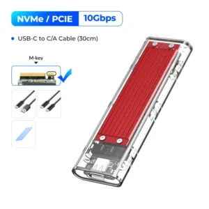 ORICO M2 SSD Case NVME SATA SSD Enclosure Tool Free 10Gbps M.2 to USB Type C Transparent External Adapter Support UASP Trim 15