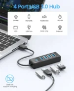 ORICO-Multi Type C Splitter 4 Ports USB 3.0 HUB 5Gbps High Speed OTG Adapter for PC Computer Accessories Macbook Pro 4