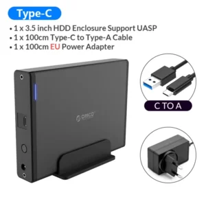 ORICO 3.5 inch HDD Case Type-C & USB3.0  Hard Drive Enclosure SATA  to USB 3.1 External Hard Drive Reader for 2.5/3.5'' HDD 7