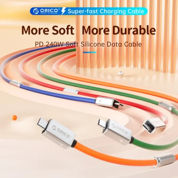 ORICO USB4 Cable 240W Silicone PD USB C Cable Data Line Fast Charging Cord Thunderbolt 3 8K for Tablet Laptop Samsung MacBook 2